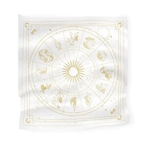 Awe Inspired ivory gold silk twill zodiac square scarf headwrap belt bag wrap